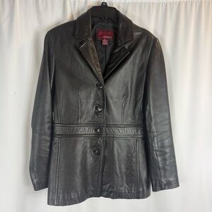 Merona Women's Black Genuine Leather Jacket Y2K, 90’s style Size:S